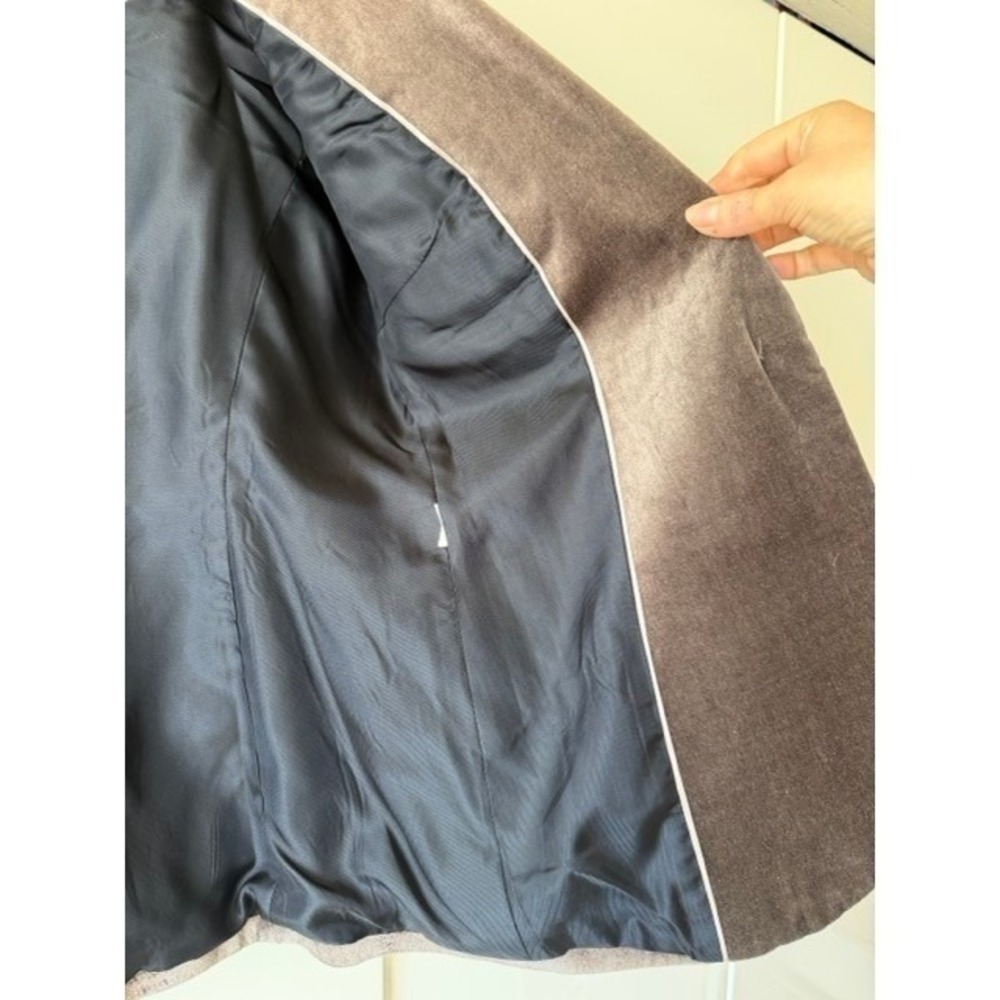 🍁Fall Sale! Zara Basic Velvet Blazer Small Taupe Brown Single Button Jacket - Picture 4 of 11